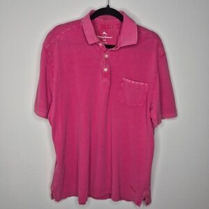 Tommy Bahama Pink Polo Shirt Coastal Preppy Casual Weathered Fishermancore Sz‎ L